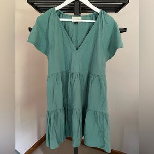Universal Thread Sea Green V-Neck Mini Dress